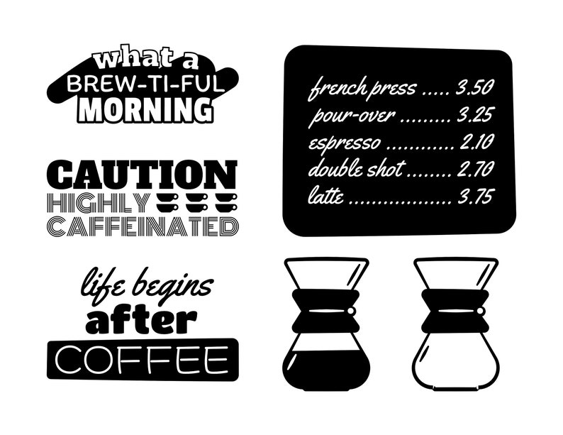 Coffee Lover's Super Bundle Printable Graphic Coffee Stickers PNG SVG