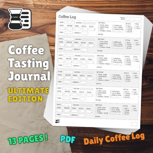 Coffee Tasting Journal — ULTIMATE EDITION, Complete Coffee Espresso Tasting book, Coffee Lover Gift, Printable PDF for Goodnotes