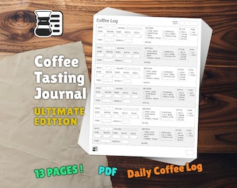 Coffee Tasting Journal — ULTIMATE EDITION, Complete Coffee Espresso Tasting book, Coffee Lover Gift, Printable PDF for Goodnotes