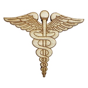 Insignia de la rama médica del ejército de EE. UU. cortada con láser para bricolaje, varios tamaños, estilo ligero