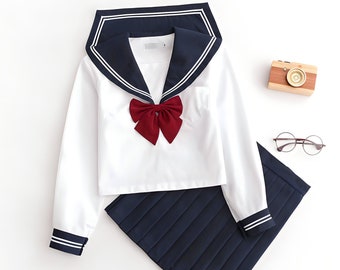 Sailor Fuku Japanese High School Girl Uniform Suit JK Harajuku Skirts Anime Japan Korea Idol Bow Tie Necktie Cute Kawaii Skirt Fashion