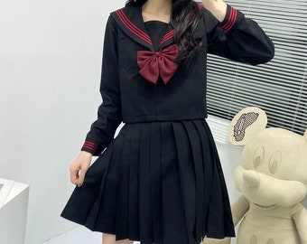 Sailor Fuku Japonais Lycée Uniforme Costume JK Harajuku Jupes Anime Japon Corée Idole Noeud Papillon Cravate Mignon Kawaii Jupe Mode