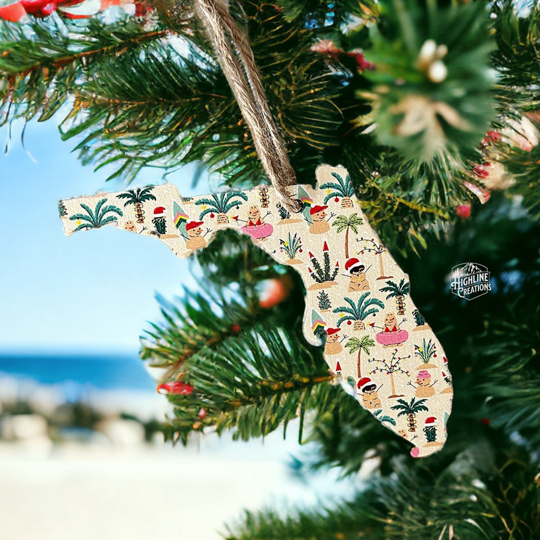 Festive Florida Christmas Ornament Florida Holiday Ornament Sunshine State Ornament Florida 
