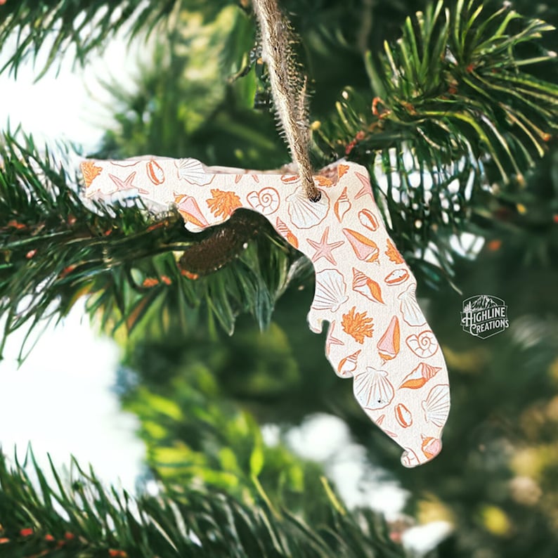Florida Seashell Christmas Ornament Florida Holiday Ornament Sunshine