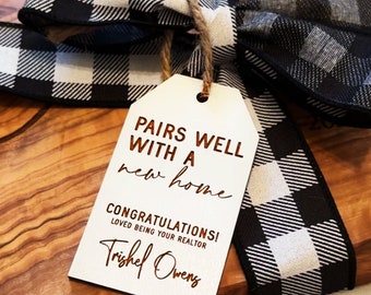 Realtor Closing Gift Thank You Tag | Real Estate Gift Basket Tag | Welcome Home Gift Tag | Realtor Logo Gift Tag | Wood Gift Tag