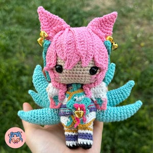 Spirit Blossom Ahri Inspired Handmade Mystic Fox Amigurumi Doll - Gift for Gamers & Collectors