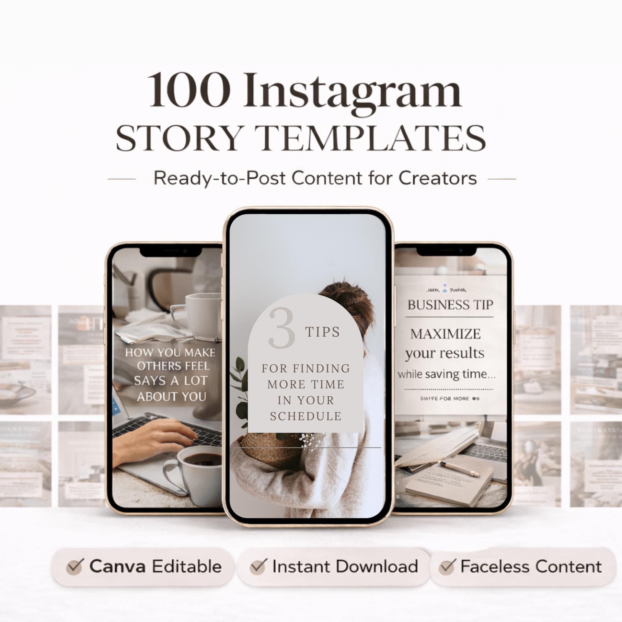 100 Canva Instagram Story Templates | Faceless Content (digital ...