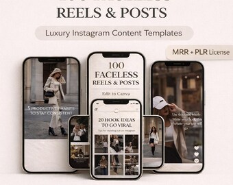Luxury Faceless Reels & Posts Bundle: MRR Instagram Templates (Digital Download)