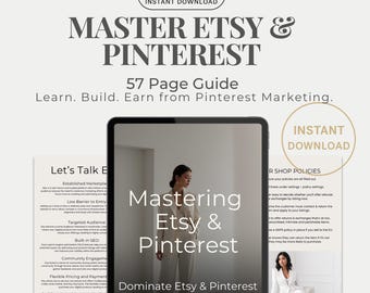 Etsy & Pinterest Marketing eBook | PLR + MRR, Canva Templates (Digital Download)