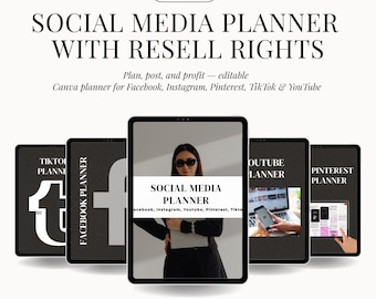 Social Media Planer Canva Template | MRR + PLR inclusive