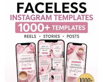 Plantillas rosas sin rostro para Instagram / Más de 1000 publicaciones para Reels Stories / Paquete de Canva para principiantes PLR MRR