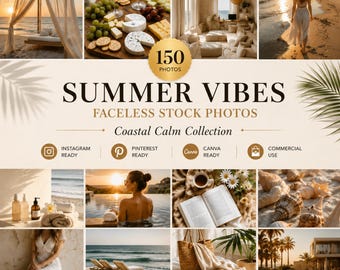 Faceless Stock Photos | 150 Summer Vibes Canva Templates (Digital Download)