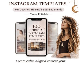 Spiritual Instagram Templates Bundle | 100 Reels, Stories for Coaches (Canva Editable)