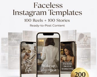 Faceless Instagram Templates | 100 Reels, 100 Stories (Digital Download)