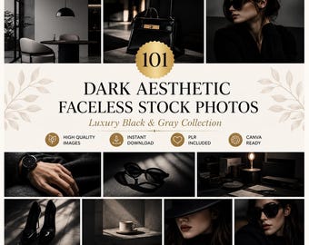 Dark Faceless Stock Photos | 101 Luxury Black Gray Instagram Pinterest | Canva PLR MRR