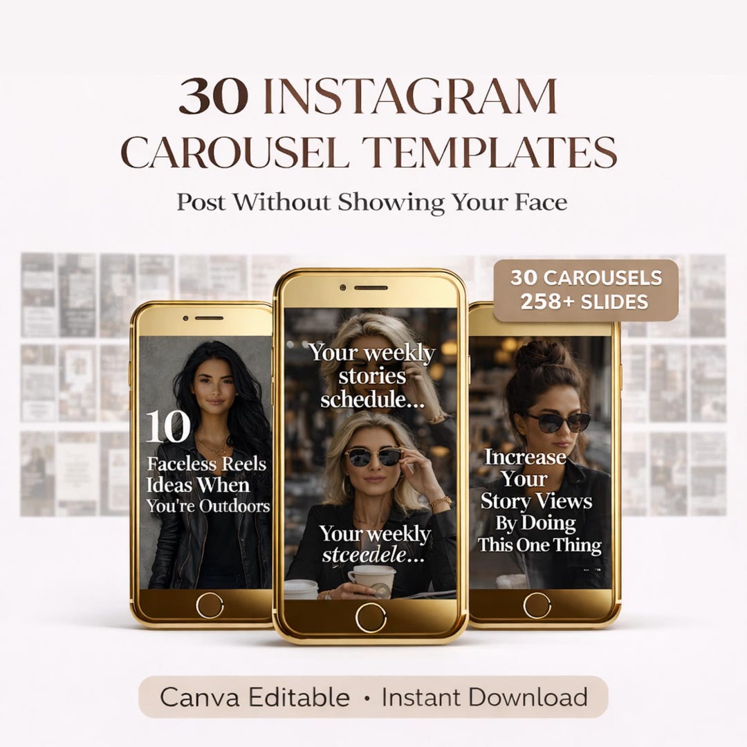 30 Faceless Instagram Carousel Templates | Canva Editable Content ...