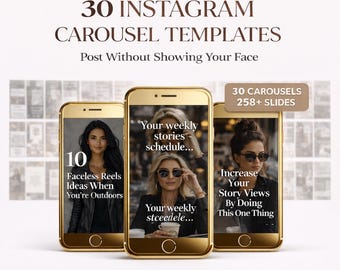 30 Faceless Instagram Carousel Templates | Canva Editable Content (Digital Download)