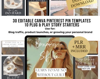 Pinterest Pin Jumpstart Kit: 30 Editable Canva Pins + SEO Guide for Beginners