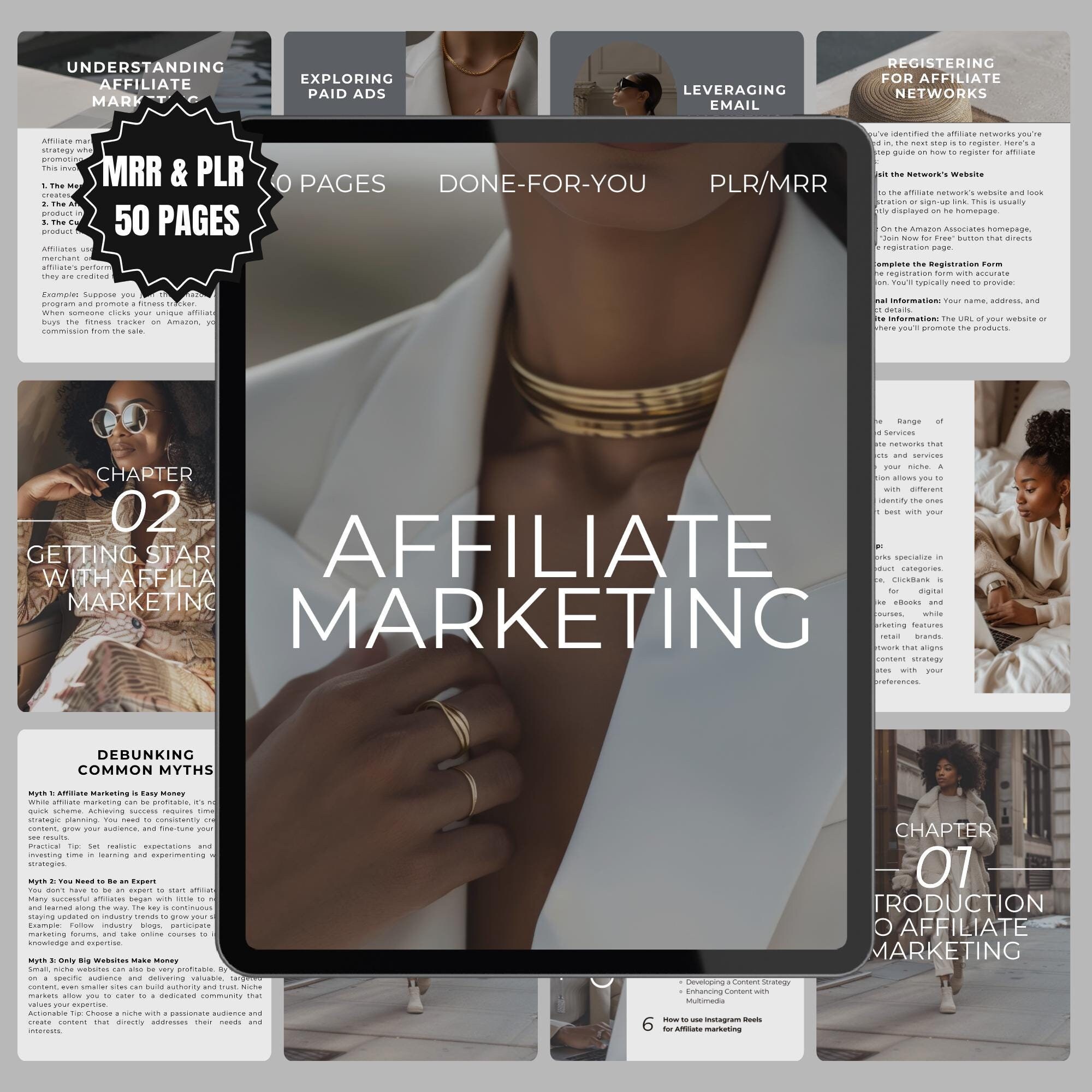 Affiliate Marketing Guide  50-Page eBook + PLR & MRR | Canva Templates for Passive Income