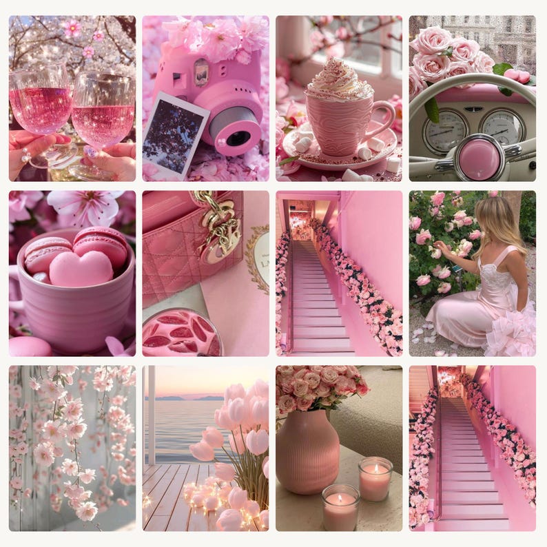 inside preview of instagram templates showing pink aesthetic content layouts