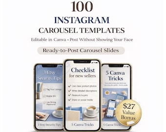 Carousel Templates | 100 Instagram Faceless Content Posts (Digital Download)