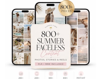 800+ Summer Faceless Content Bundle | Beach Photos, Reels (PLR MRR)
