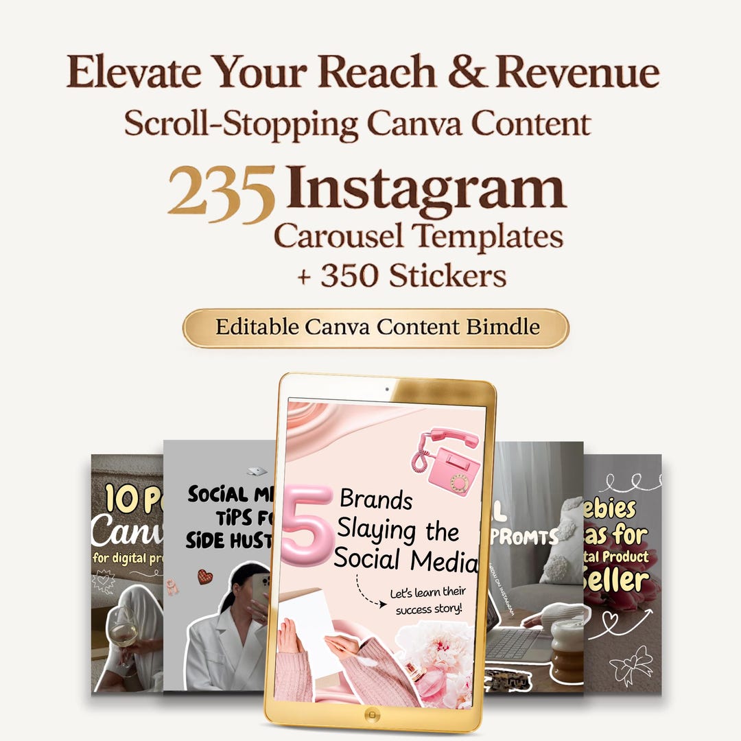 235 Instagram Carousel Templates + 350 Stickers | Editable Canva ...