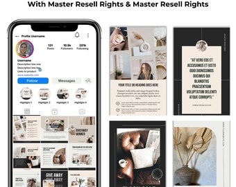 300+ Instagram Canva Templates: PLR Social Media Bundle (Instant Download)