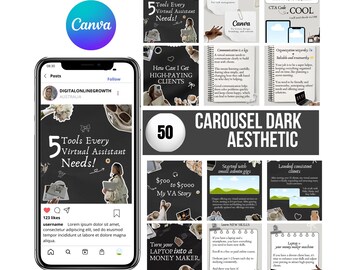 Instagram Carousel Templates | PLR Canva Kit for Virtual Assistants, Coaches & Course Creators