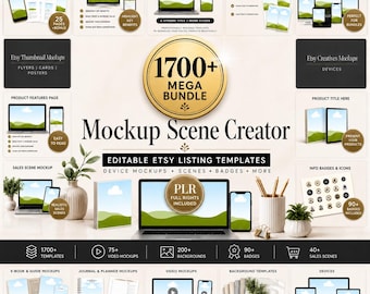 1700+ Canva Mockup Templates | Etsy Listing Scenes, Device Mockups (PLR)