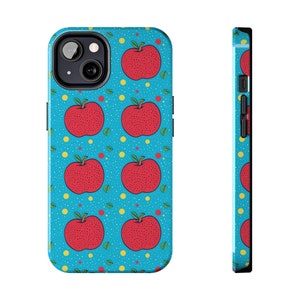Apple for your Apple iPhone Case Tile Pattern Design Apple Risograph Design Phone Case Trendy and Colorful iPhone Case
