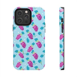 Grape iPhone Case Risograph Image Purple Grapes Tile Pattern for iPhone
