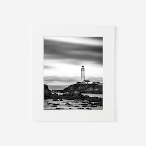 Lighthouse, Wall Art, Black and White, Coastal photography, Fine Art, Lighthouse, Beach, Dramatic, photograph, framable,