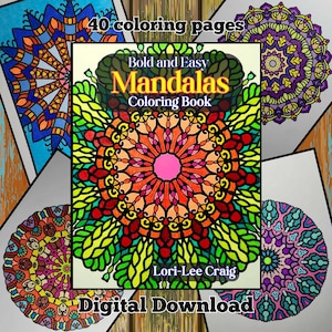 Libro da colorare con mandala facili: 40 pagine disegnate a mano (download digitale)