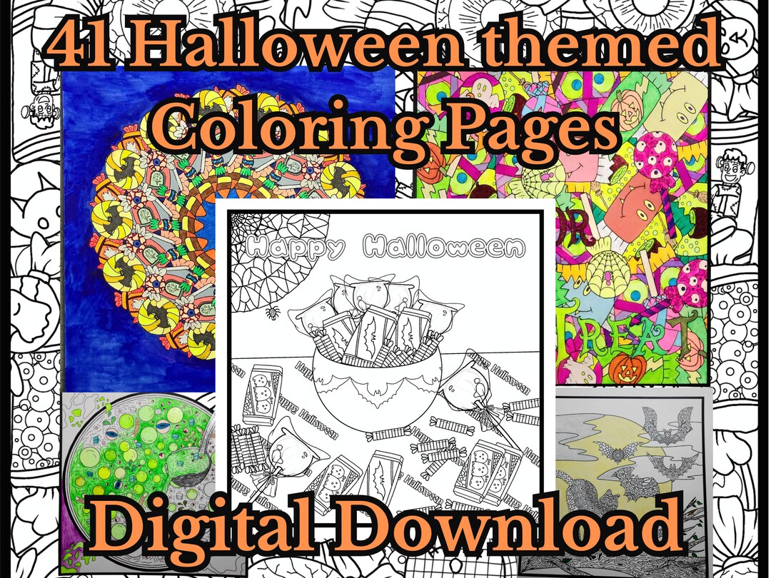 Happy Halloween Adult Coloring Book Digital Download 41 Coloring Pages ...