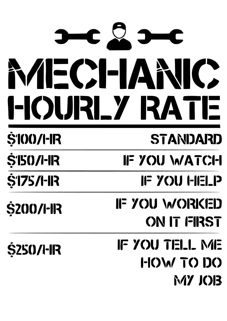 Mechanic Hourly Rate SVG DXF PNG Digital File Will Work in All Etsy