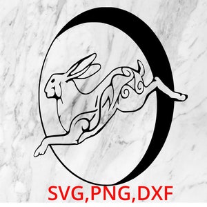 Rabbit Jumping Moon SVG PNG DXF download file. Works with all cutting machines and laser cutters.
