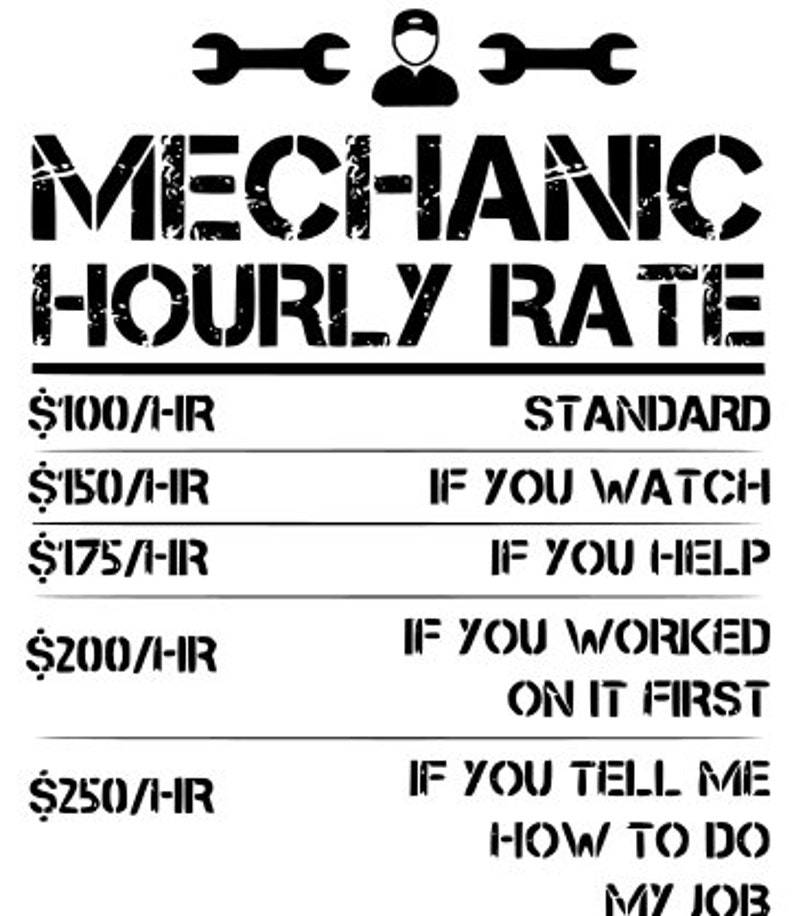 Mechanic Hourly Rate SVG DXF PNG Digital File Car Truck Suv Etsy