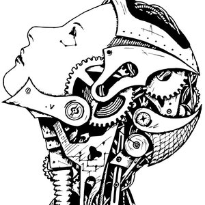 人工知能ロボット女性の頭部 SVG PNG DXF ファイル形式は、すべての切断機および彫刻機で動作します。