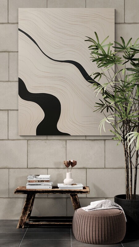Beige Japandi Style Digital Print Modern Wall Art Minimalist Japanese ...