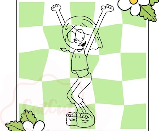 Retro Checkered Lizzie McGuire Cartoon PNG and SVG Digital Download Files