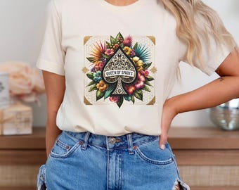 Queen of Spades Tshirt for discreet hotwife clothing for QOS lifestyle shirt for bbc addict top for for sexy snowbunny top for shared vixen