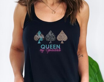 Koszulka Queen of Spades dla gorącej żony, koszulka bez rękawów dla kochanka BBC, koszulka dla pary międzyrasowej, koszulka poliamoryczna dla seksownej żony