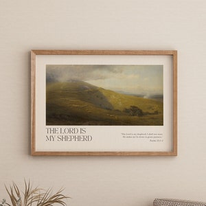 Psalm 23 Bible Verse Wall Art, The Lord is My Shepherd, Vintage Scripture Print, Encouraging Christian Wall Art, Bible Verse Poster