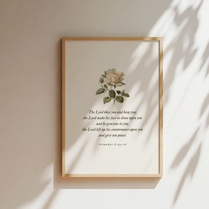 Numbers 6:24-26, The Lord Bless You And Keep You Wall Art, Encouraging Bible Verse Wall Art, Vintage Christian Wall Decor, Christian Gift