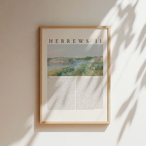 Hebrews Chapter 11 Wall Art, Faith Bible Verse Print, Encouraging Christian Wall Decor, Impressionism Wall Decor, Vintage Bible Verse Poster