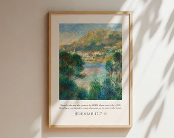 Jeremiah 17:7, Bible Verse Wall Art, Christian Printable Wall Art, Vintage Scripture Print, Impressionism Art Print, Christian Wall Decor