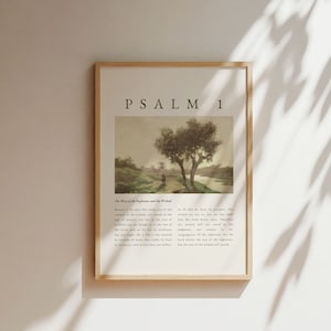 Psalm 1 Wall Art, Blessed is the Man Psalm 1 Print, Bible Verse Printable Wall Art, Vintage Christian Wall Decor Wall Art