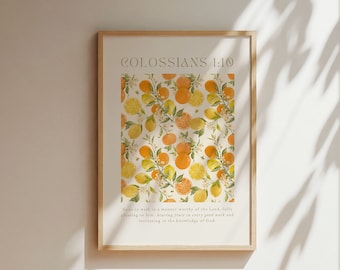 Colossians 1:10 Fruit Kitchen Print, Christian Bible Verse (Digital Download)