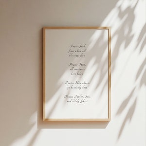 Doxology Christian Worship Wall Art, Hymn Lyric Wall Art, Christian Home Decor, Printable Christian Wall Art, Digital Download